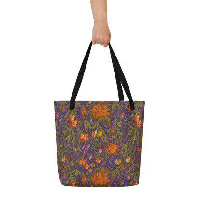 Large Tote Bag w/ Pocket - Botanical Nebula