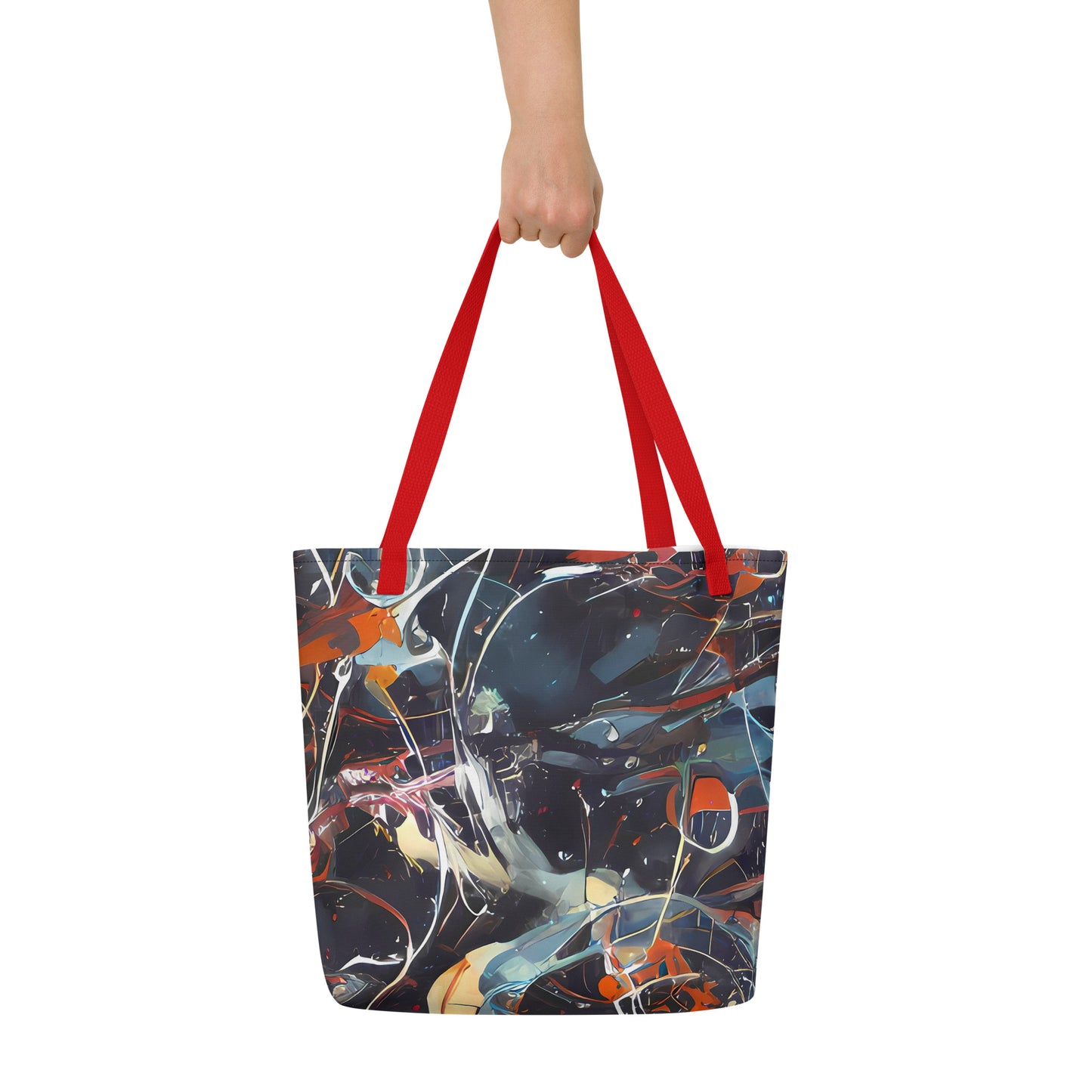 Large Tote Bag w/ Pocket - Neo-Splash Labyrinth
