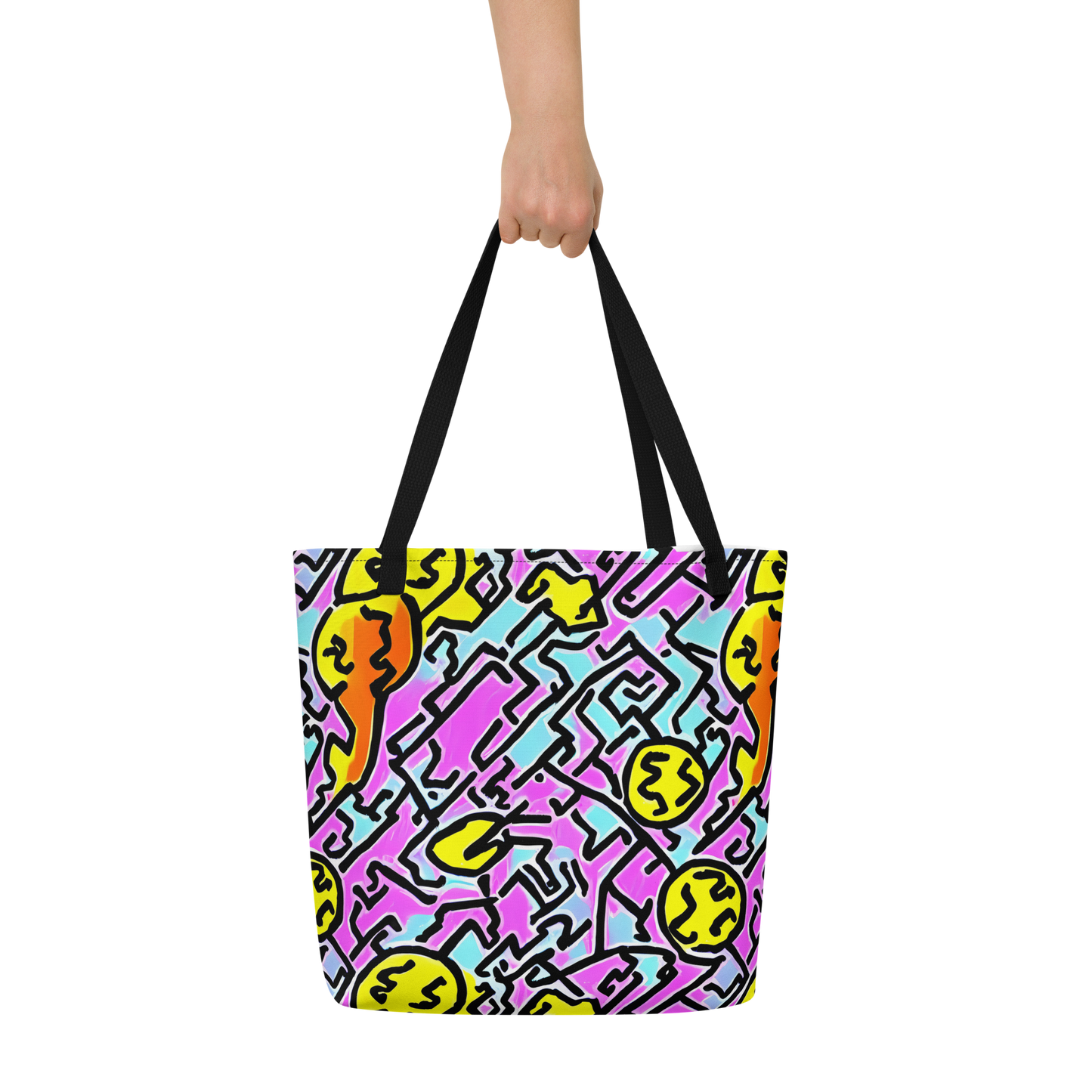 Large Tote Bag w/ Pocket - Punk Doodles