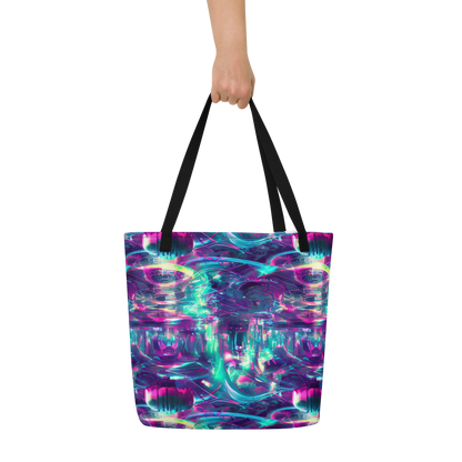 Large Tote Bag w/ Pocket - Synthwave Surge