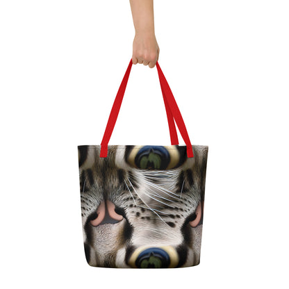 Large Tote Bag w/ Pocket - Feline Mirage