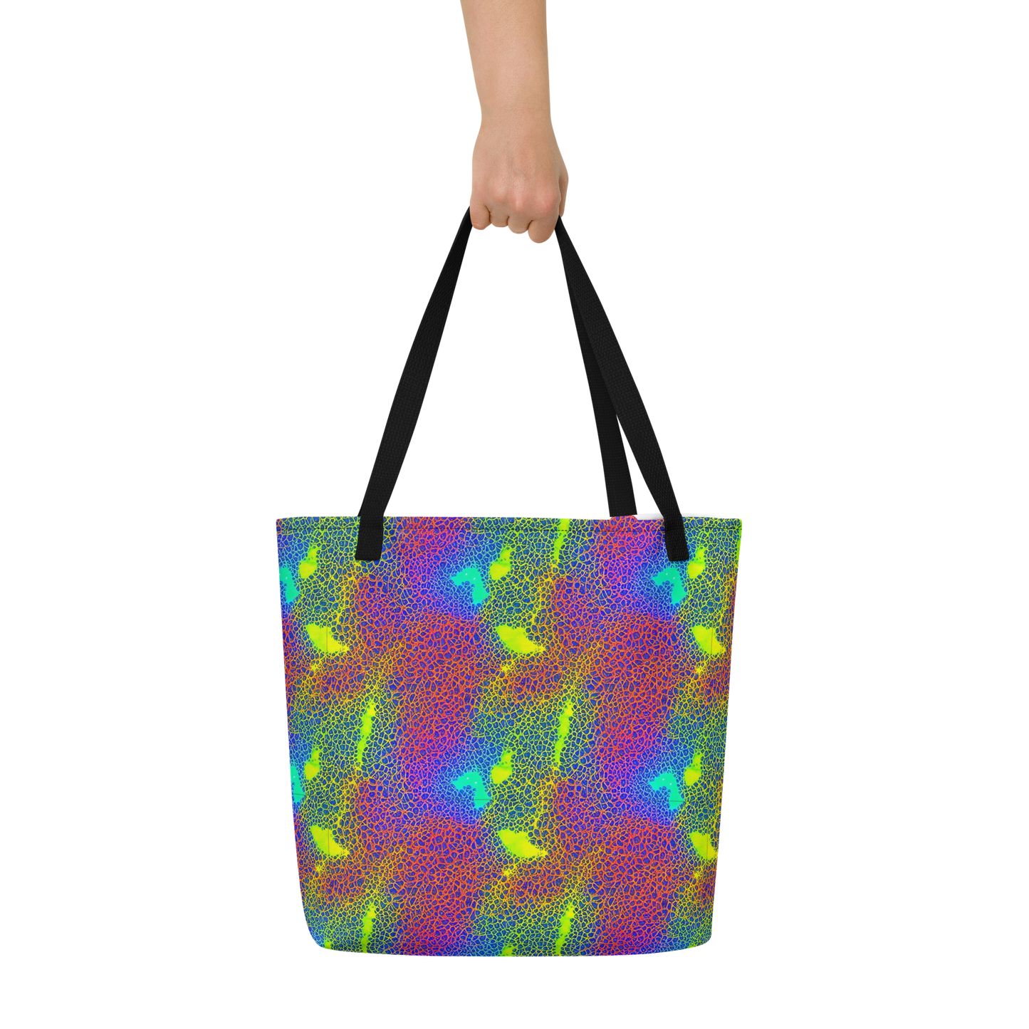 Large Tote Bag w/ Pocket - Prismatic Web