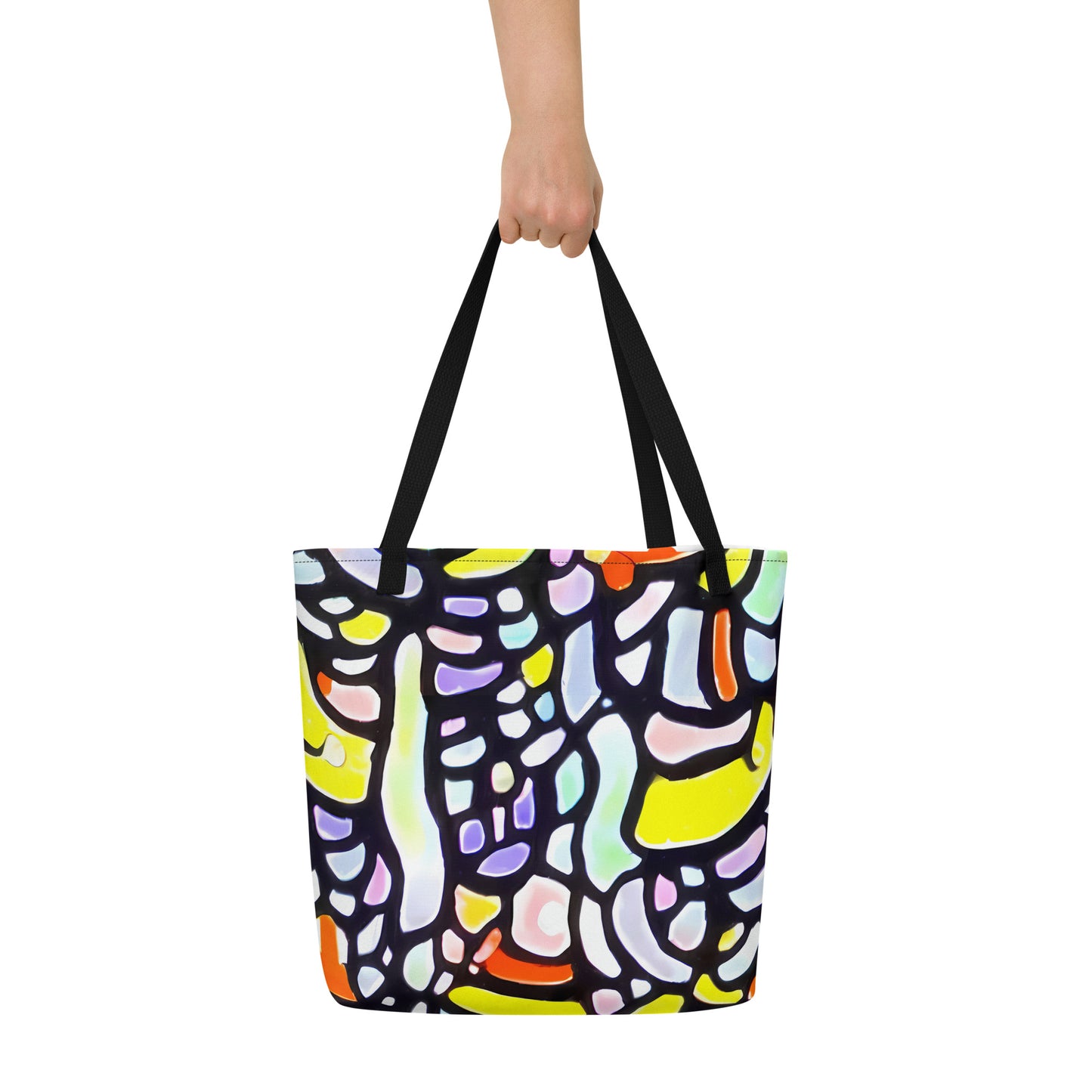 Large Tote Bag w/ Pocket - Cubist Carousel