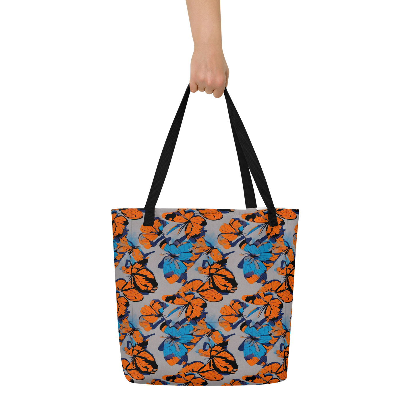 Large Tote Bag w/ Pocket - Flutter Wave