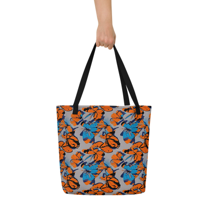 Large Tote Bag w/ Pocket - Flutter Wave