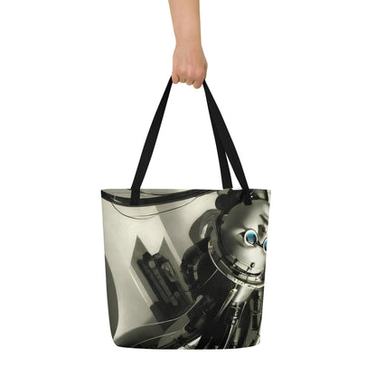 Large Tote Bag w/ Pocket - Cyber Reverie