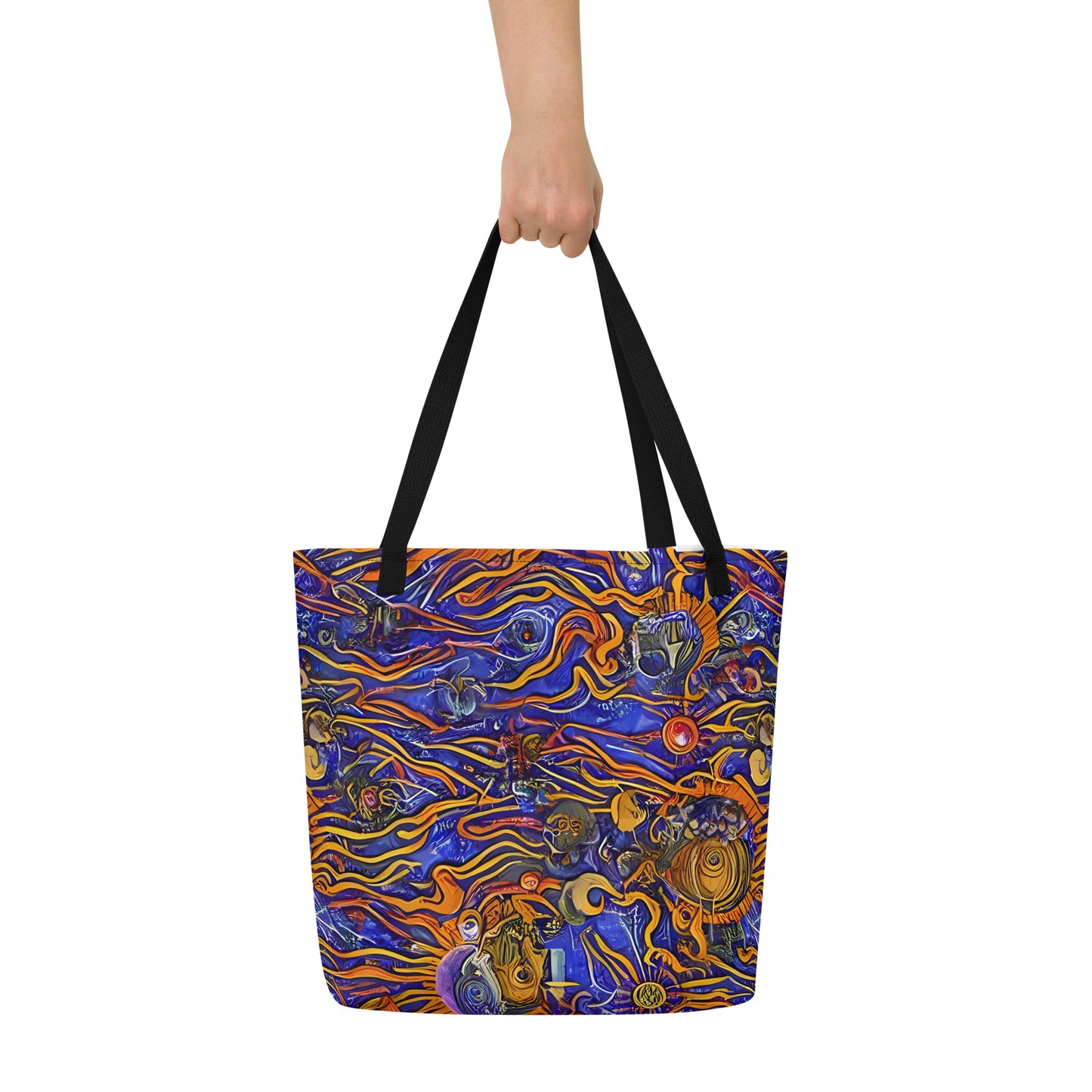 Large Tote Bag w/ Pocket - Mantegna Swirl