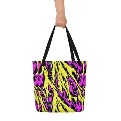 Large Tote Bag w/ Pocket - Neon Savanna