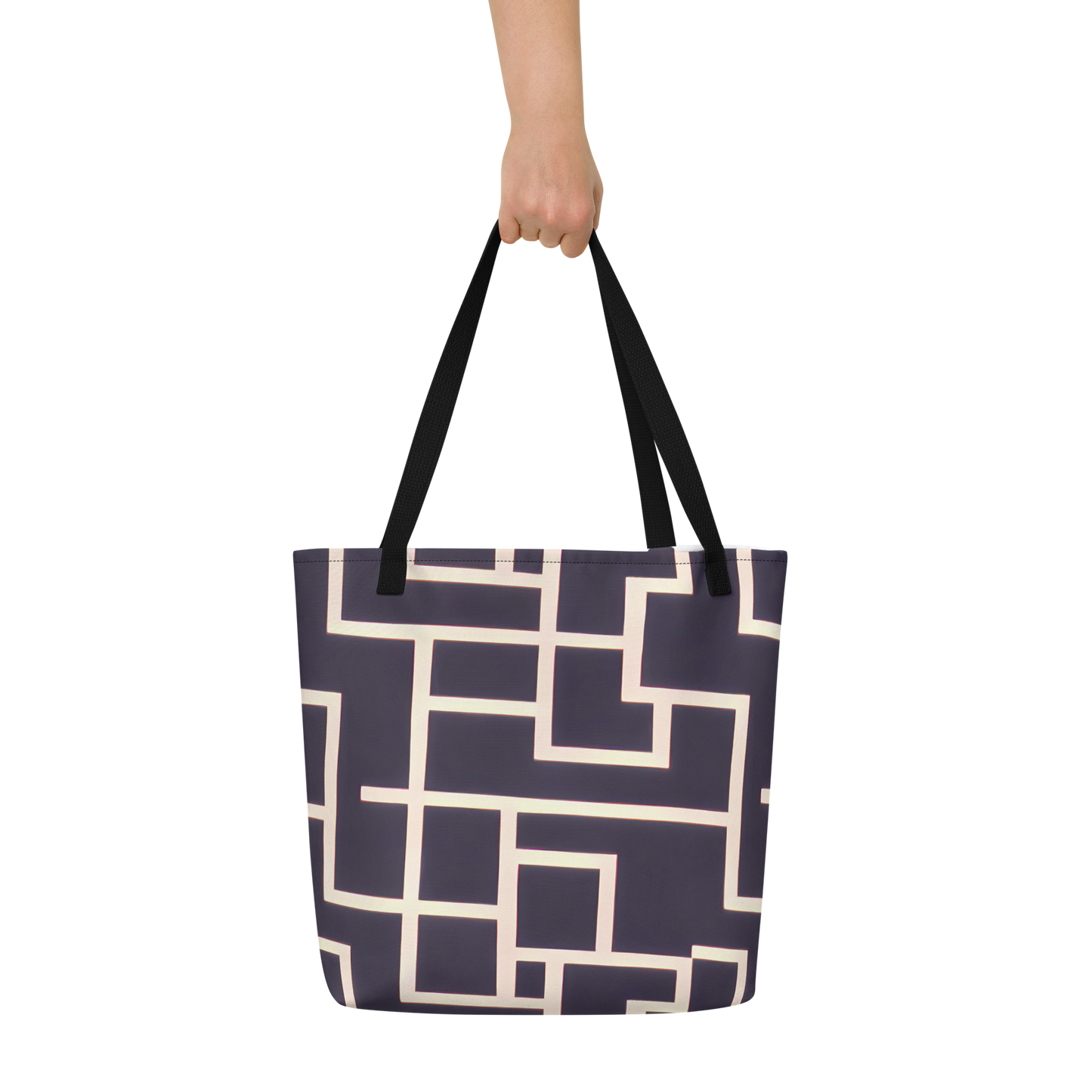 Large Tote Bag w/ Pocket - Gilded Gridlock