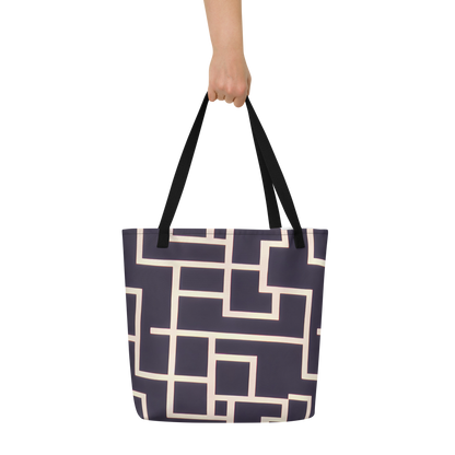 Large Tote Bag w/ Pocket - Gilded Gridlock