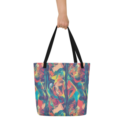 Large Tote Bag w/ Pocket - Neon Aurora