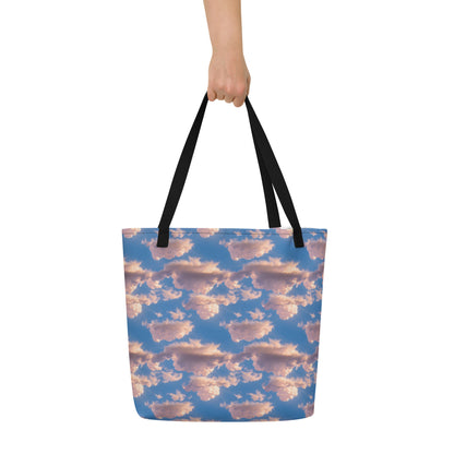 Large Tote Bag w/ Pocket - Cotton Candy Skies