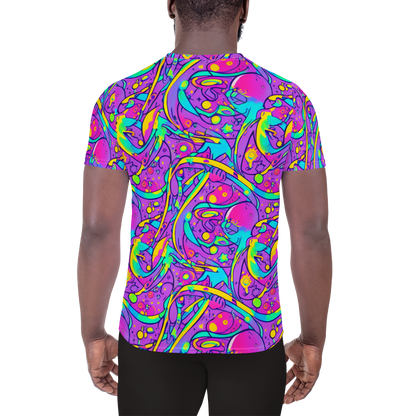 Men's Athletic T-Shirt - Neon Galaxy Whirl