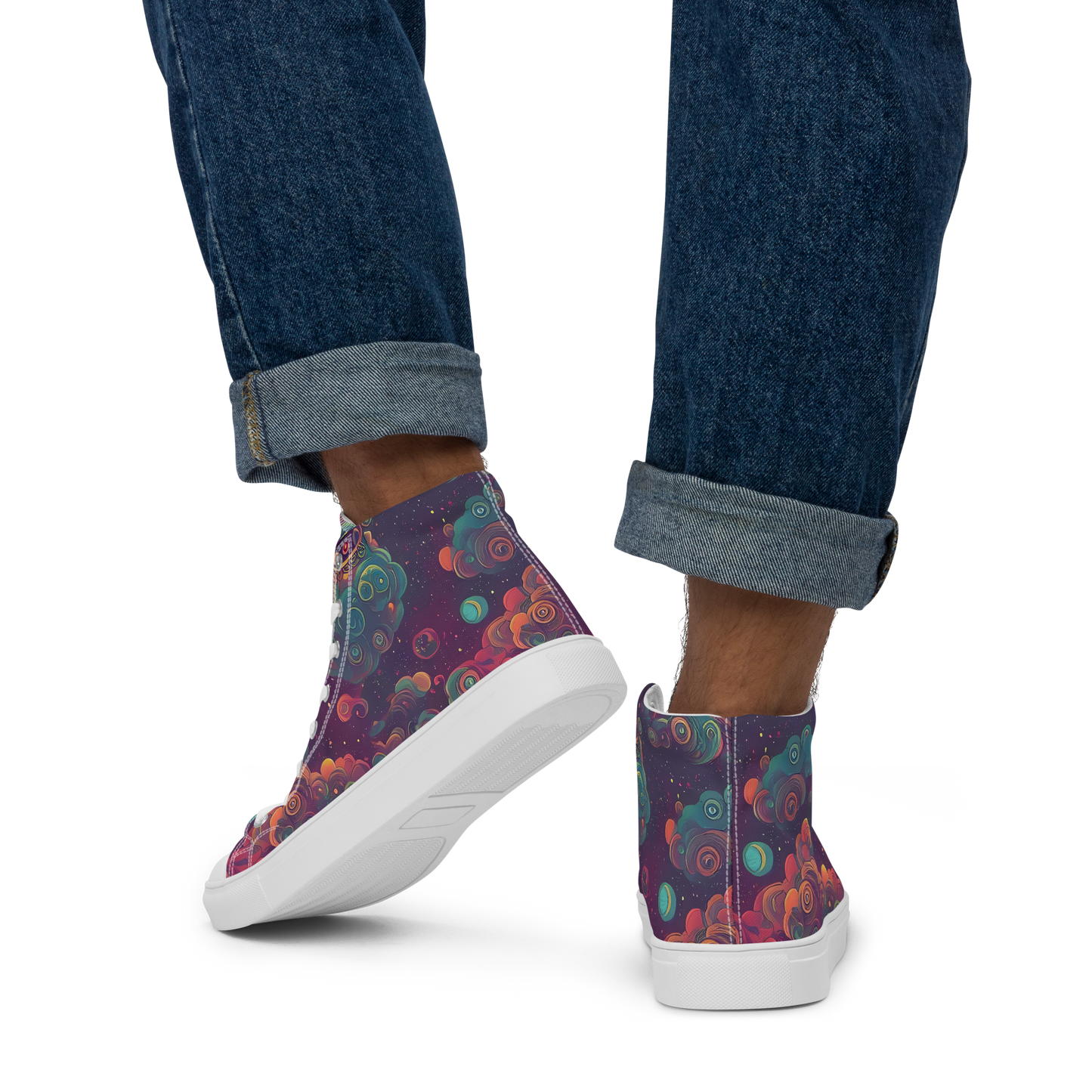 Men's High Top Canvas Shoes - Nebula Dreamscape