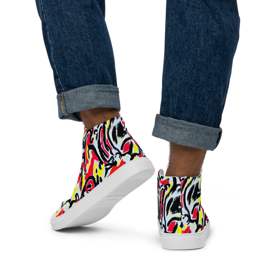 Men's High Top Canvas Shoes - Cosmic Brushstrokes