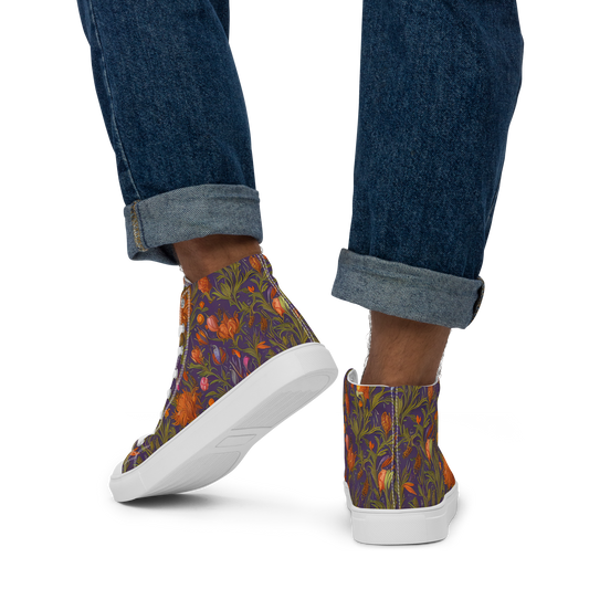 Men's High Top Canvas Shoes - Botanical Nebula