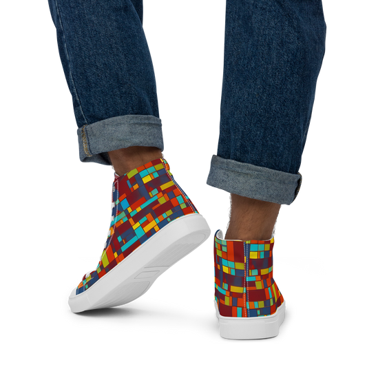 Men's High Top Canvas Shoes - Astral Grid