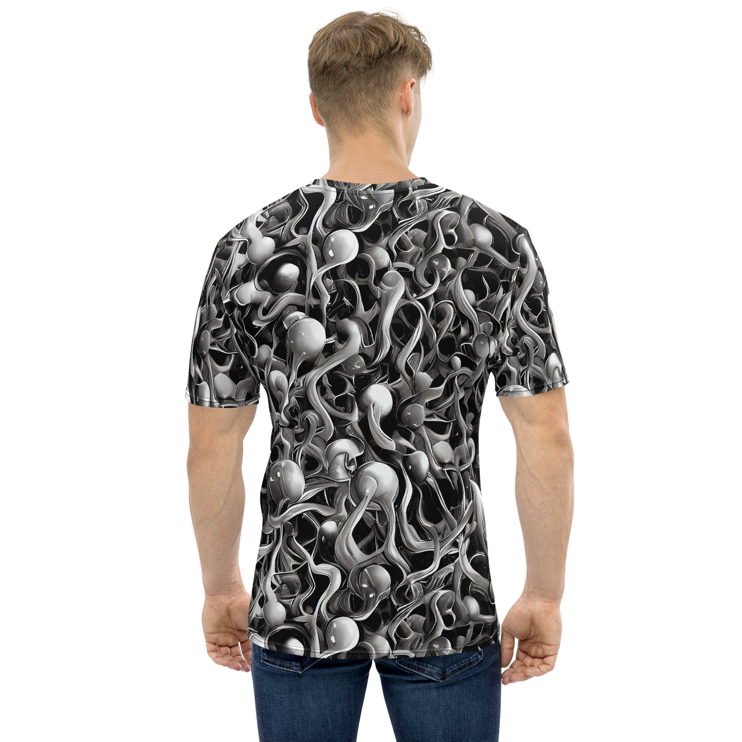 Men's Crew Neck T-Shirt - Fluid Monochrome