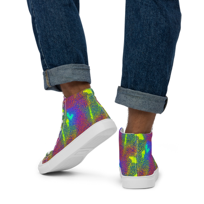 Men's High Top Canvas Shoes - Prismatic Web