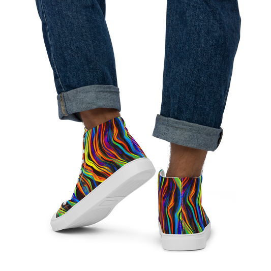 Men's High Top Canvas Shoes - Celestial Waves