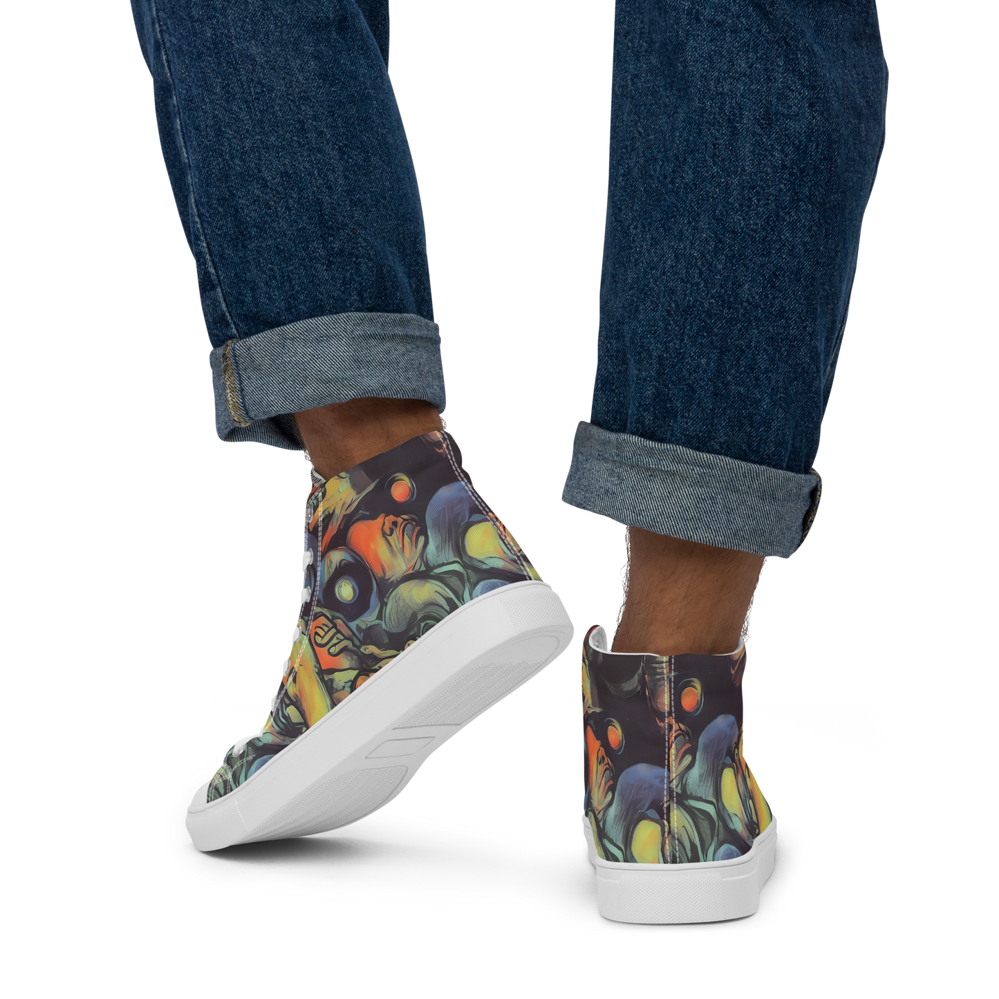 Men's High Top Canvas Shoes - Cosmic Scream