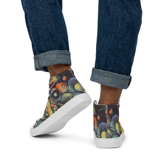 Men's High Top Canvas Shoes - Cosmic Scream