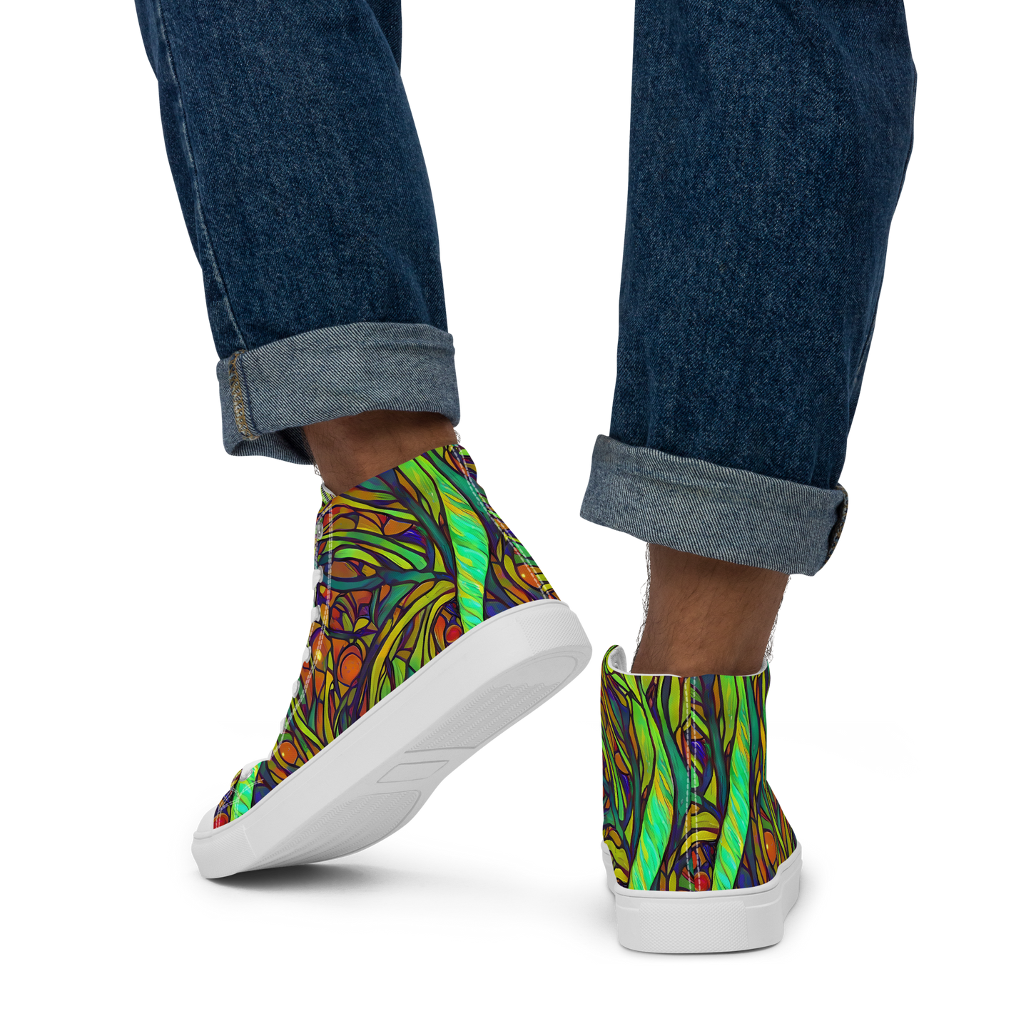 Men's High Top Canvas Shoes - Cosmic Garden
