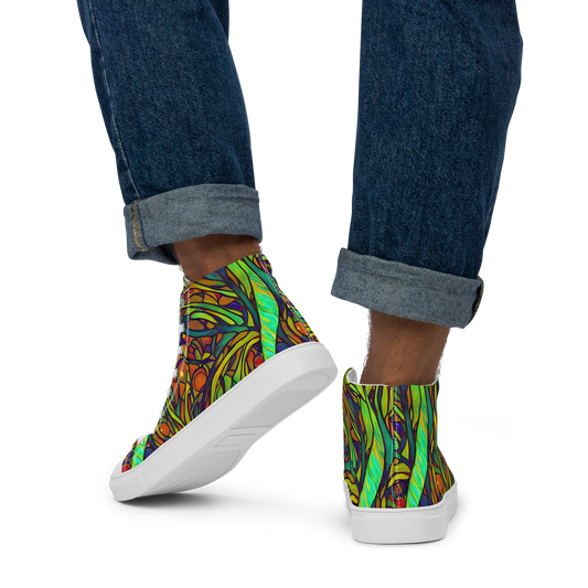 Men's High Top Canvas Shoes - Cosmic Garden