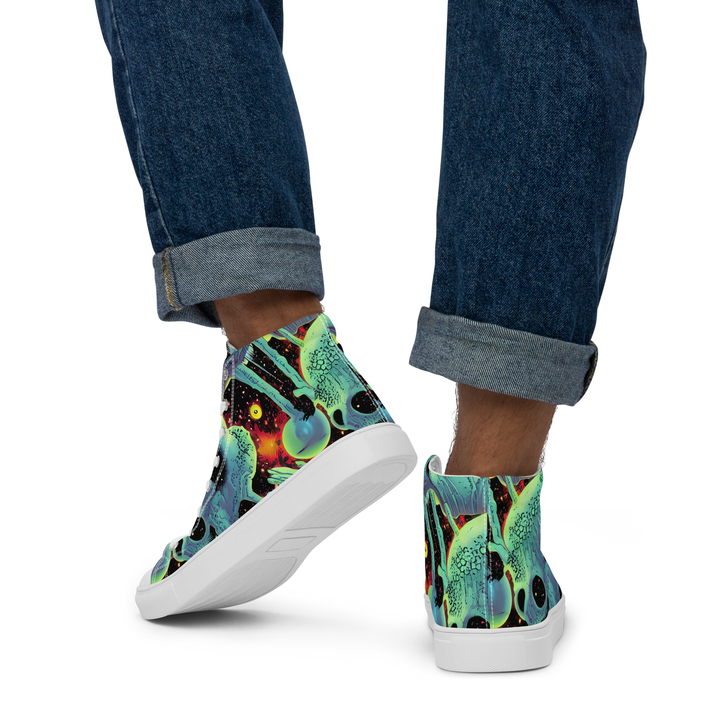 Men's High Top Canvas Shoes - Galactic Grotesque