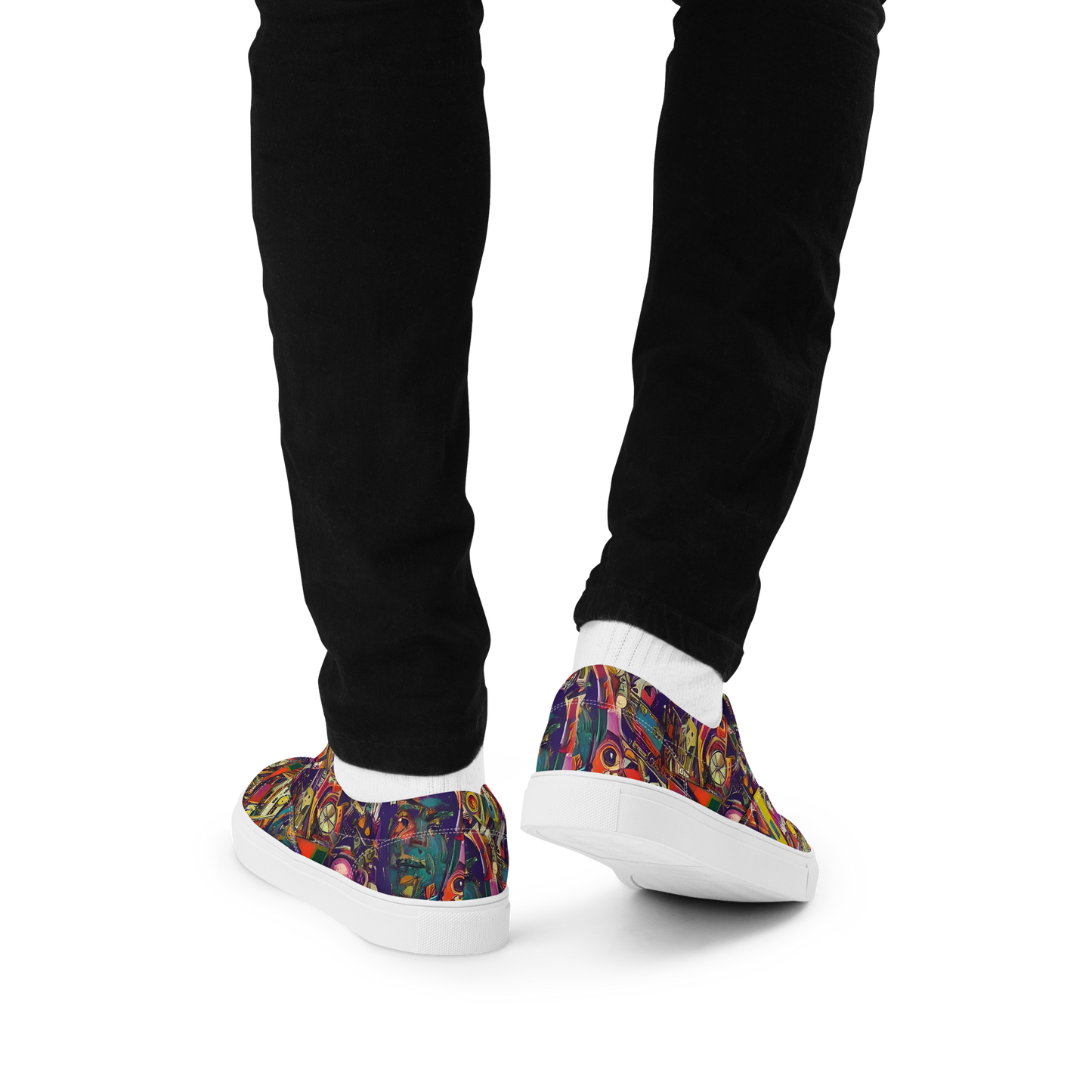 Men's Lace-Up Canvas Shoes - Cosmic Collage