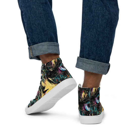 Men's High Top Canvas Shoes - Celestial Echoes