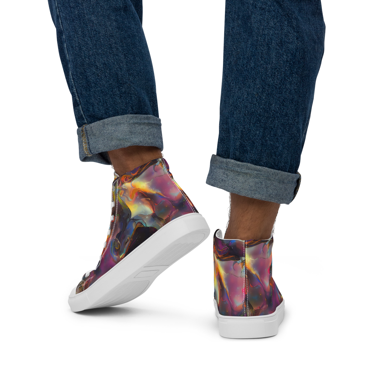 Men's High Top Canvas Shoes - Cosmic Fusion