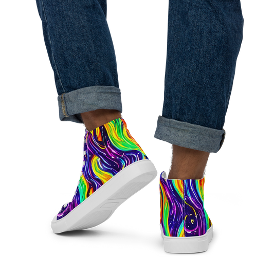 Men's High Top Canvas Shoes - Galactic Flames