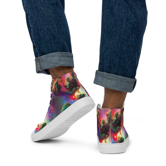 Men's High Top Canvas Shoes - Nebula Dreams