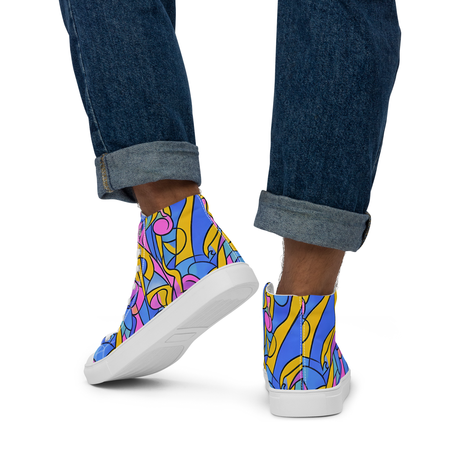 Men's High Top Canvas Shoes - Cosmic Curves