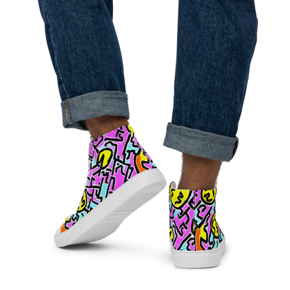 Men's High Top Canvas Shoes - Punk Doodles