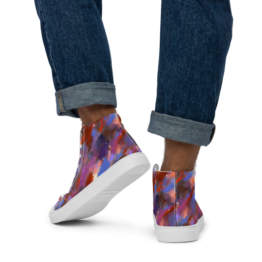 Men's High Top Canvas Shoes - Celestial Brushstroke