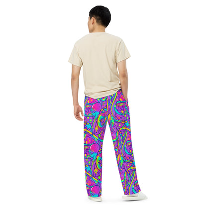 Wide-Leg Pants - Neon Galaxy Whirl