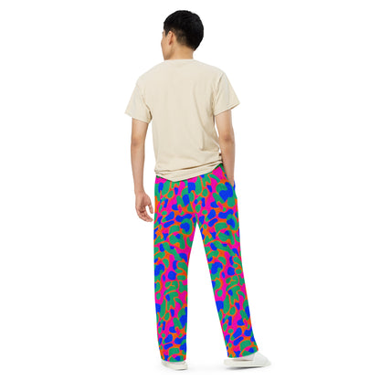 Wide-Leg Pants - Fluorescent Camouflage