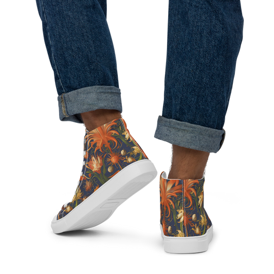 Men's High Top Canvas Shoes - Stellar Blooms