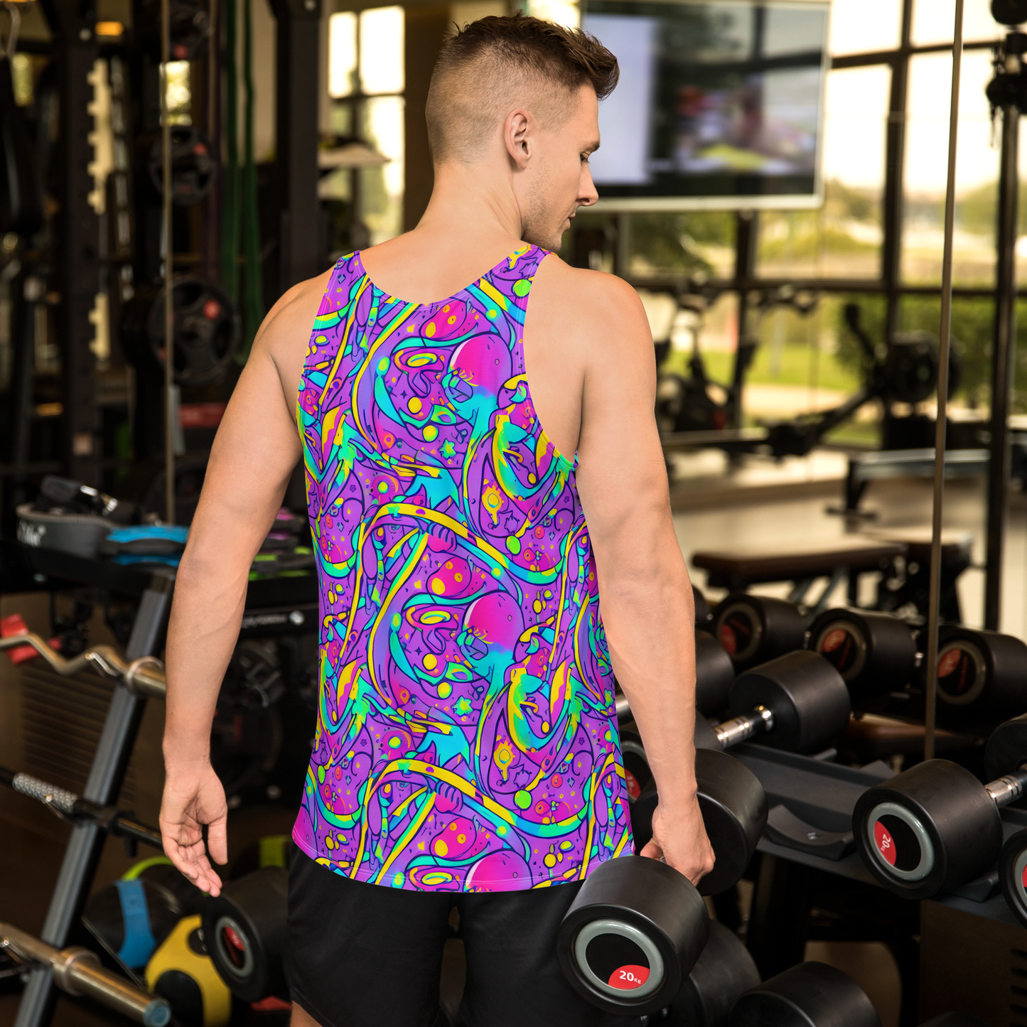 Men's Tank Top - Neon Galaxy Whirl