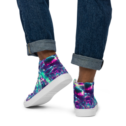 Men's High Top Canvas Shoes - Synthwave Surge