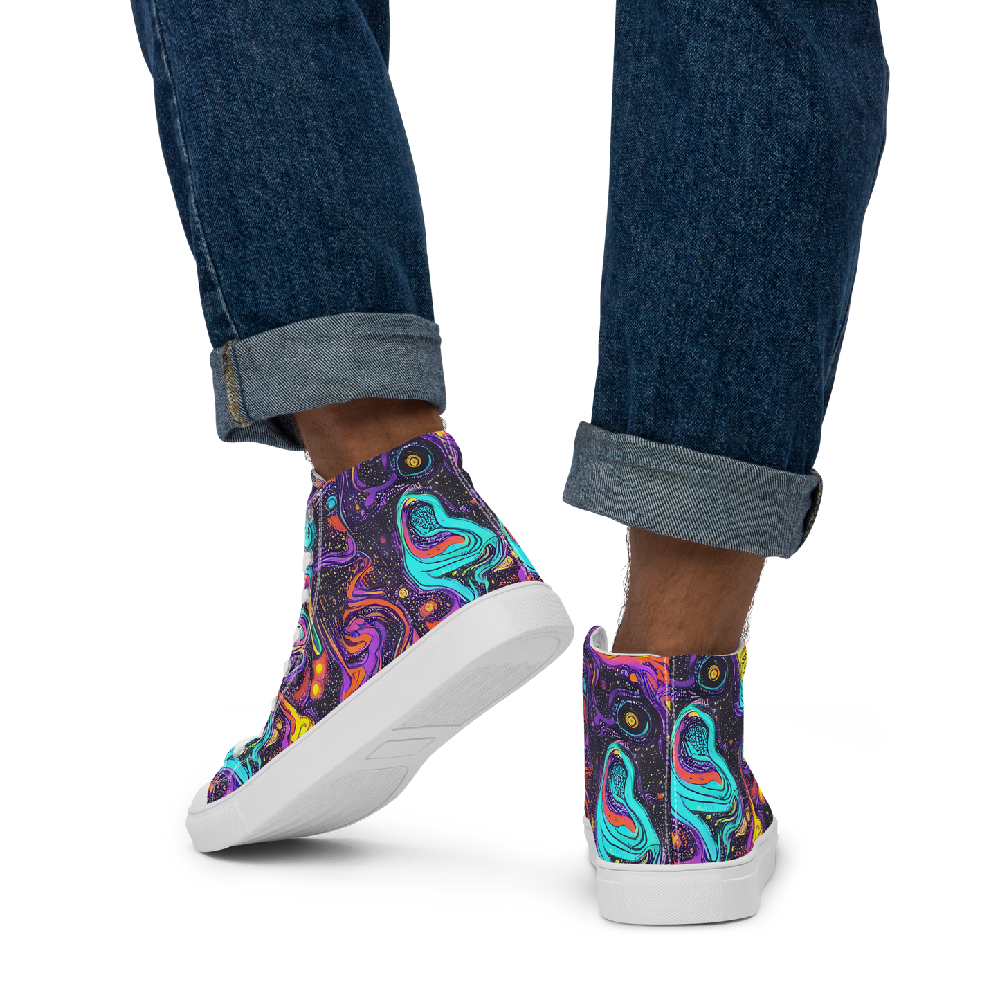 Men's High Top Canvas Shoes - Hutty Nebula