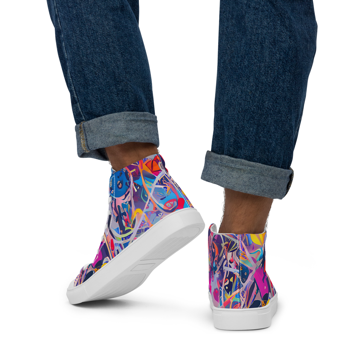 Men's High Top Canvas Shoes - Vibrant Fusion