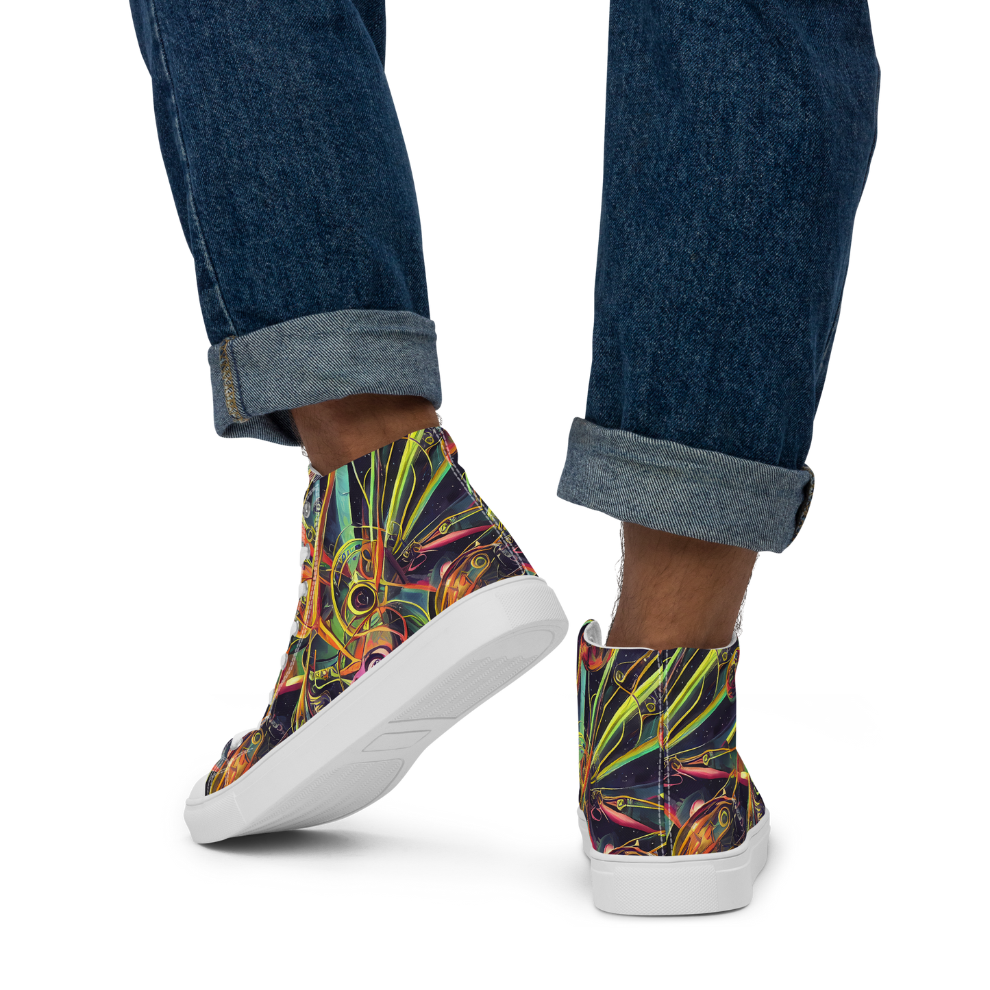 Men's High Top Canvas Shoes - Psychedelic Deep Space