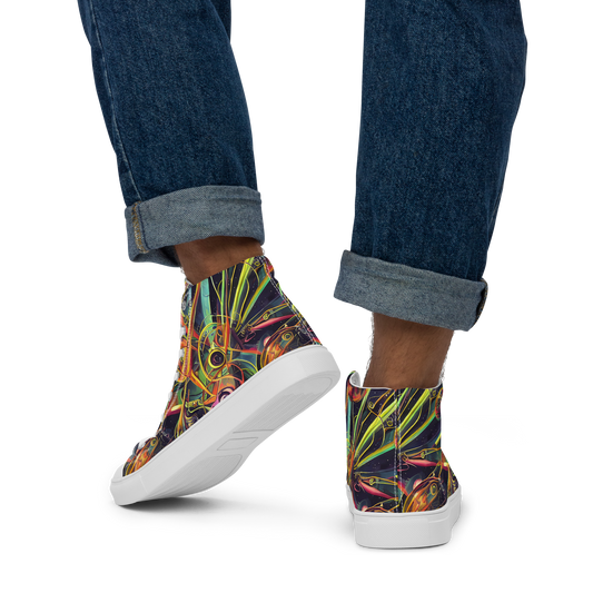 Men's High Top Canvas Shoes - Psychedelic Deep Space