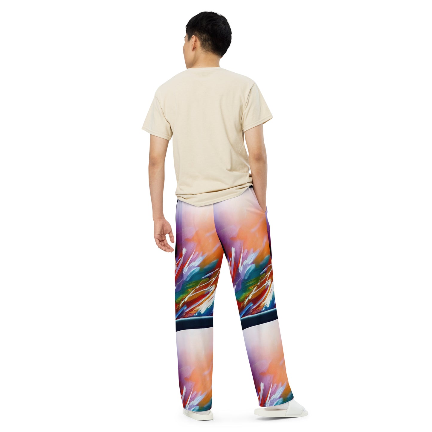 Wide-Leg Pants - Brushstroke Symphony