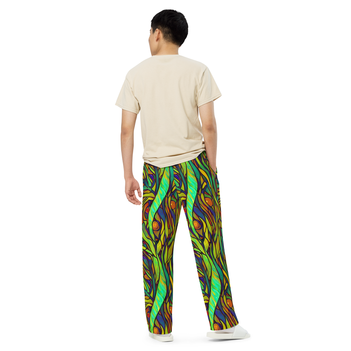 Wide-Leg Pants - Cosmic Garden