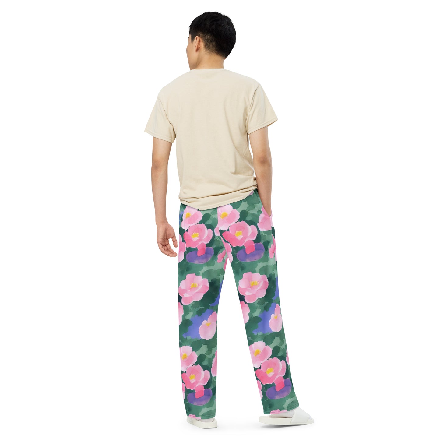 Wide-Leg Pants - Pink Blossom Serenade