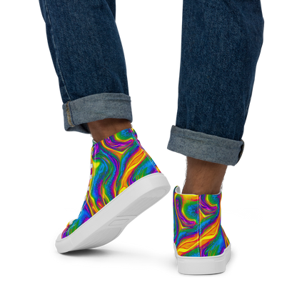 Men's High Top Canvas Shoes - Electric Aurora